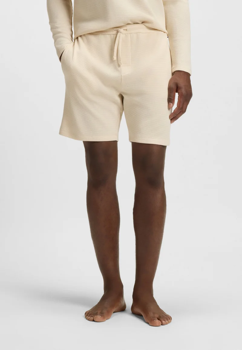 BOSS Waffle-structured pyjama shorts with embroidered logo