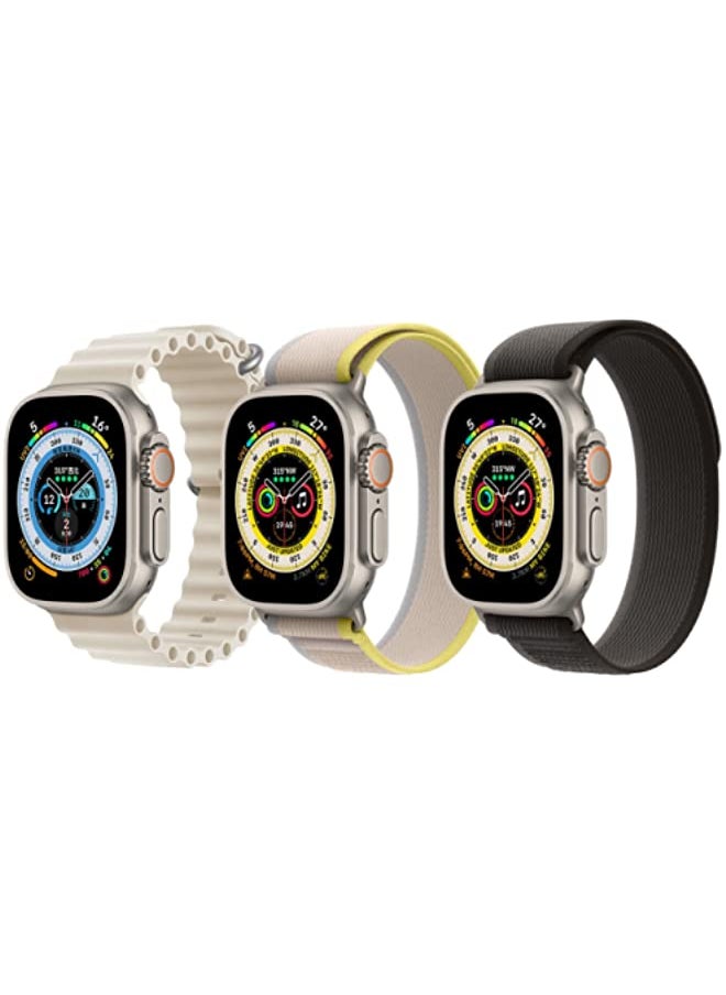 IAF Silicone Ocean Band Pearl White, Trail Loop Strap Yellow/Beige and Trail Loop Strap Black/Gray for Apple Watch Ultra 8 49mm Set of 3 
