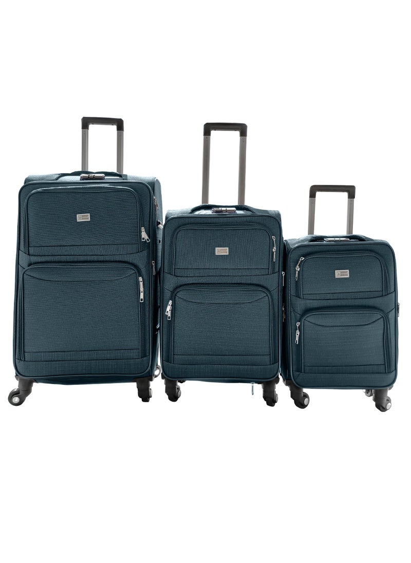 Generic - Soft sided luggage,3 pcs set soft shell suitcases, lightweight travel bags, fashionable trolley bags with spinner and aluminium handle. - Image 1
