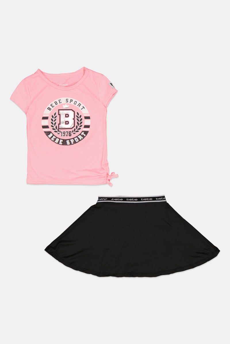 bebe Kids Girl 2 Pcs Cap Sleeve Outdoor Top And Skort Set, Multicolor - Image 3