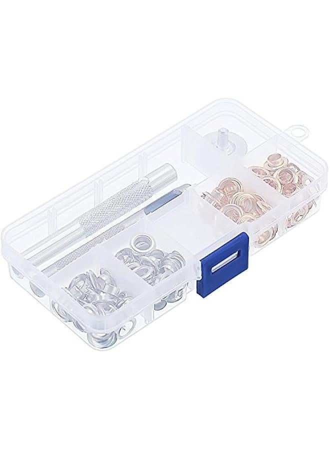 Grommet Kit 200 Sets Grommets Eyelets with 3 Pieces Install Tool Kit, 2 Colors (1/4 Inch Inside Diameter) - Image 2