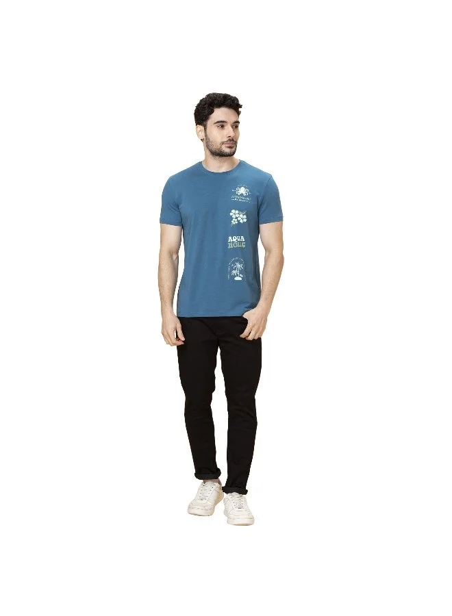 بيينغ هيومان Mens Deep Ocean Round Neck Short Sleeve T-Shirt