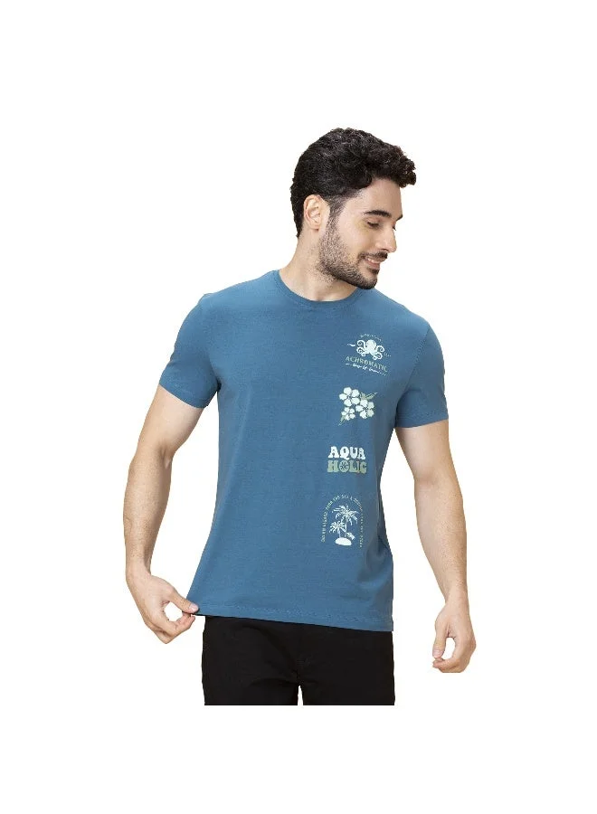 بيينغ هيومان Mens Deep Ocean Round Neck Short Sleeve T-Shirt