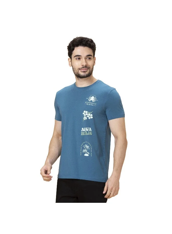 Being Human Mens Deep Ocean Round Neck Short Sleeve T-Shirt