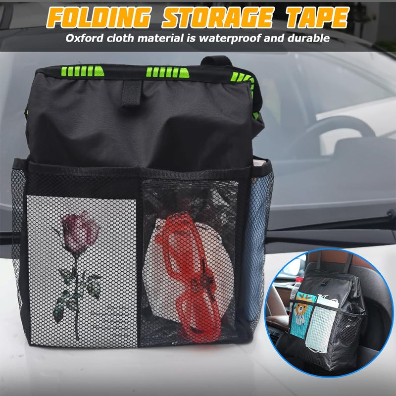 FALVFUN Car Trash Bag, Leak-Proof Large Capacity 3.4 Gallons Hanging Vehicle Trash Bin with Storage Pocket, Multipurpose Portable Auto Garbage Bag for Travel, Universal Fit (Black) - Image 4