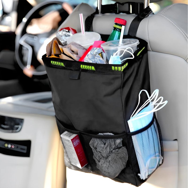 FALVFUN Car Trash Bag, Leak-Proof Large Capacity 3.4 Gallons Hanging Vehicle Trash Bin with Storage Pocket, Multipurpose Portable Auto Garbage Bag for Travel, Universal Fit (Black) - Image 5