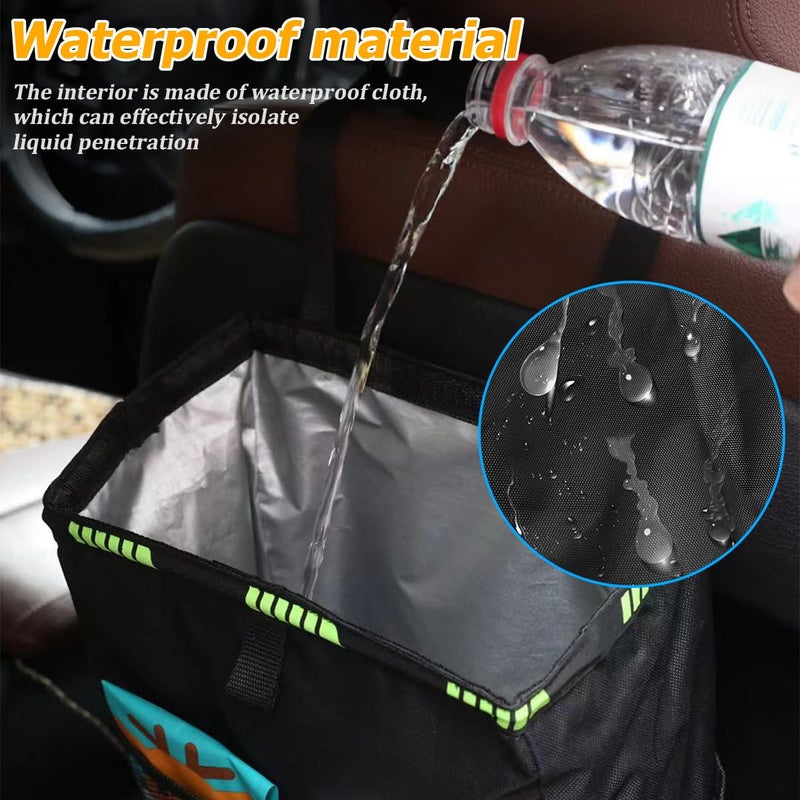 FALVFUN Car Trash Bag, Leak-Proof Large Capacity 3.4 Gallons Hanging Vehicle Trash Bin with Storage Pocket, Multipurpose Portable Auto Garbage Bag for Travel, Universal Fit (Black) - Image 3