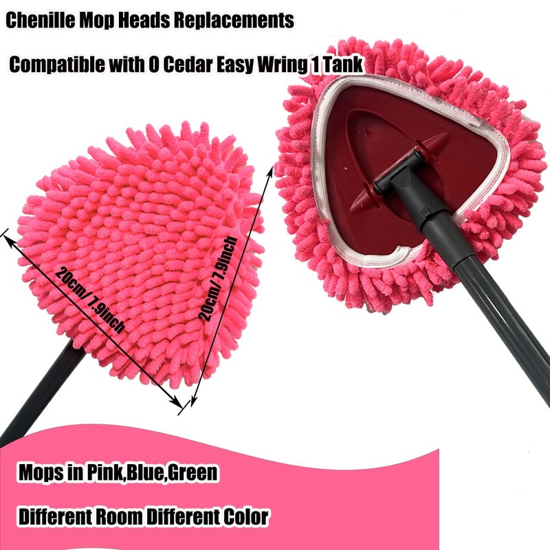 YWSHF 3 PCS Spin Mop Heads Replacements Compatible with Ocedar Easywring 1 Tank System Chenille Mops Duster Pad Washable Dust Refills Green Blue Red - Image 2