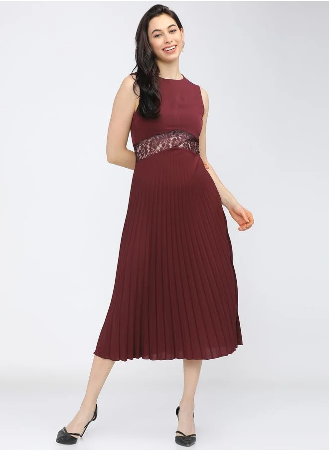 طوكيو توكيز Lace Detail Pleated A-Line Midi Dress