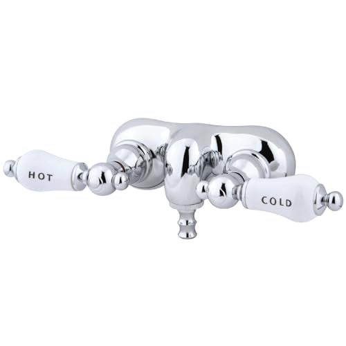 Elements of Design DT0421CL Wall Mount Tub Filler with Porcelain Lever Handle, 3-3/8", Chrome - Image 1
