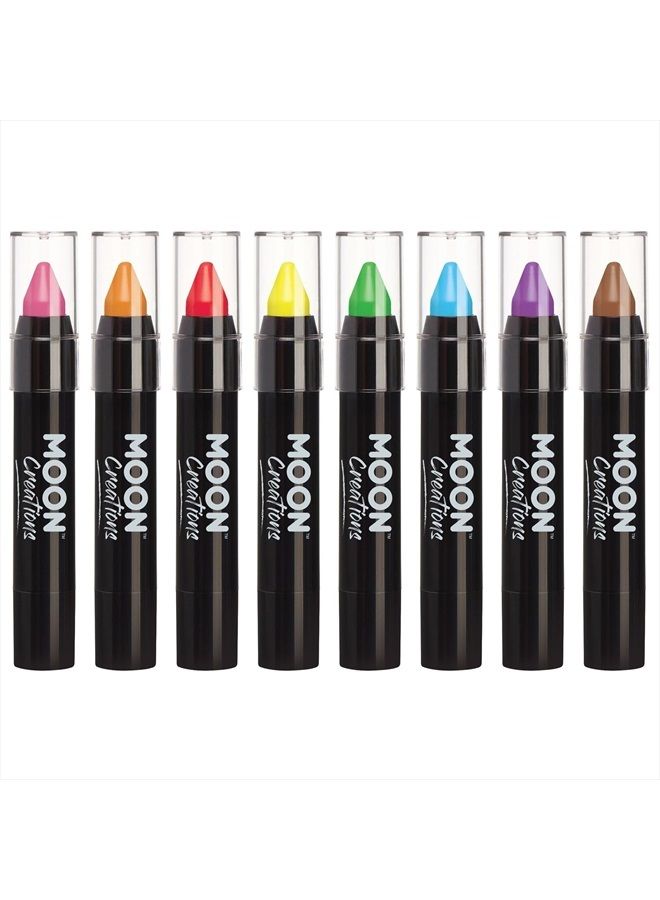 Moon Creations Face Paint Stick / Body Crayon Set of 8 Makeup for The Face & Body by Moon Creations - 0.12oz - Image 1