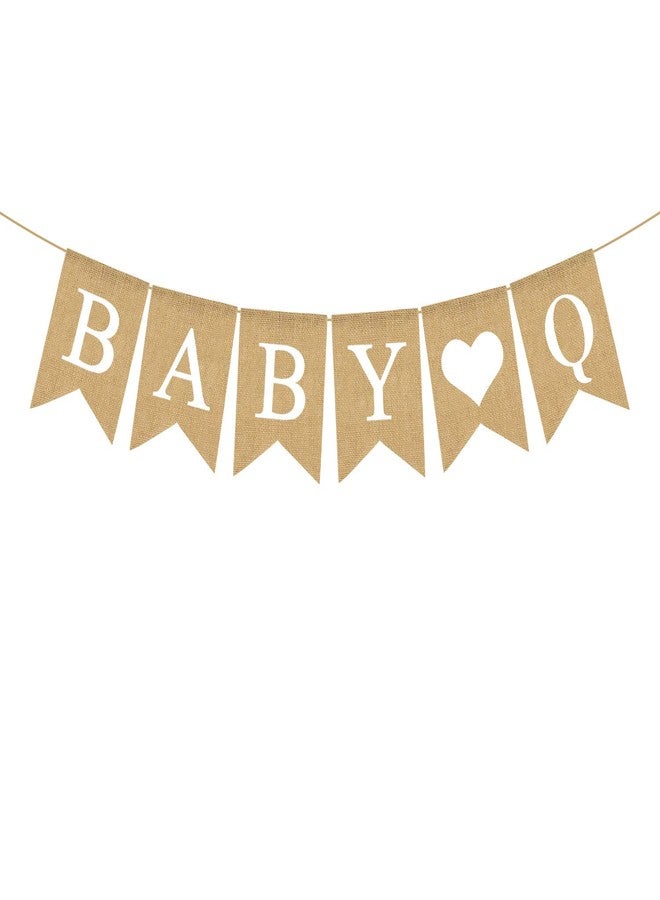 Rainlemon Jute Burlap Baby Q Banner BBQ Theme Baby Shower Gender Reveal Birthday Party Garland Decoration - Image 2