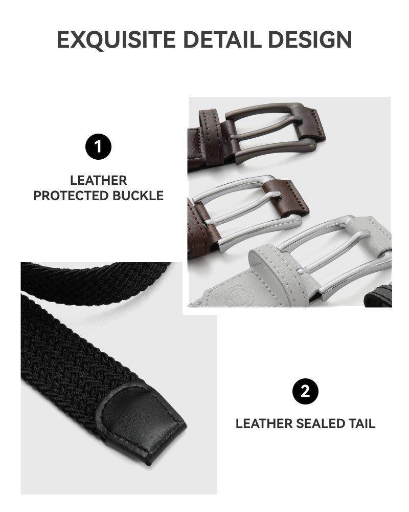 CHAOREN Mens Stretch Belt - 1 3/8" Elastic Braided Golf Belt for Men - Stretchy Web Fit Summer Casual Jeans - Image 5