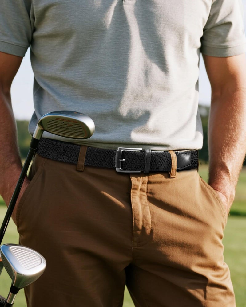 CHAOREN Mens Stretch Belt - 1 3/8" Elastic Braided Golf Belt for Men - Stretchy Web Fit Summer Casual Jeans - Image 2