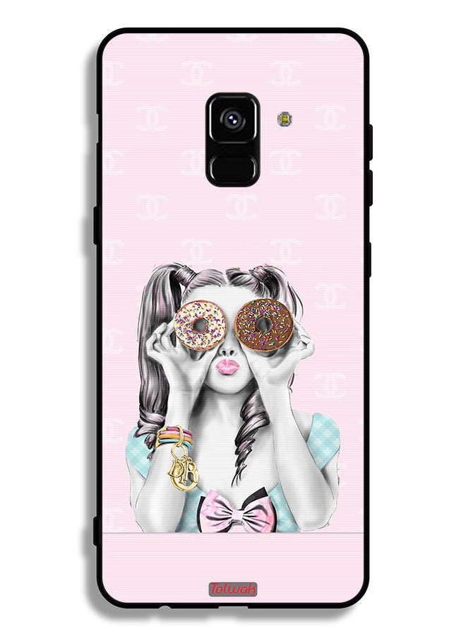 Tolwak Samsung Galaxy A8 Plus (2018) Protective Case Cover Holding Two Donuts - Image 1