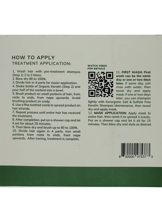 kerarganic Organic Formaldehyde-Free Keratin System DIY Set - Pre-Treatment Shampoo, Organic Keratin Hair Treatment, and Post-Hair Treatment with Brazilian Keratin Treatment Mask (4oz each Product) - Image 2