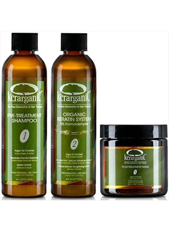 kerarganic Organic Formaldehyde-Free Keratin System DIY Set - Pre-Treatment Shampoo, Organic Keratin Hair Treatment, and Post-Hair Treatment with Brazilian Keratin Treatment Mask (4oz each Product) - Image 4