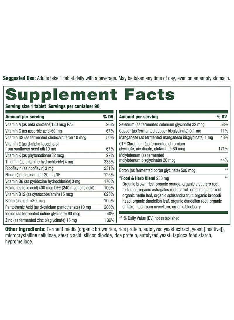 MegaFood - MegaFood Men's One Daily - Multivitamin Immune Support - Muscle Health Bone Health - Energy Metabolism Dietary Supplement 90 Teablets / 90 Servings - Image 1