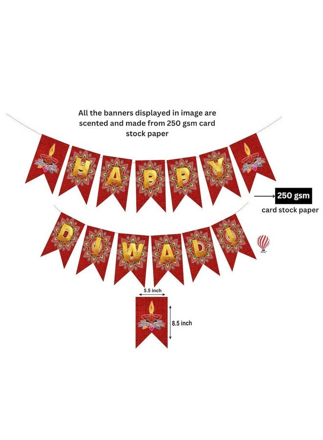 هونج كونج بالونز بالونات هونج كونج قطعة واحدة من لافتة ديكور ديوالي باللون الأحمر والذهبي للمنزل والمكتب ومتجر منتجات ديوالي لتزيين مهرجان ديوالي والاحتفال به - Image 5