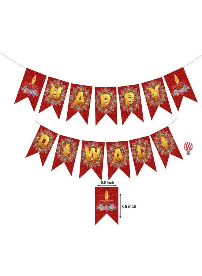 هونج كونج بالونز بالونات هونج كونج قطعة واحدة من لافتة ديكور ديوالي باللون الأحمر والذهبي للمنزل والمكتب ومتجر منتجات ديوالي لتزيين مهرجان ديوالي والاحتفال به - Image 2