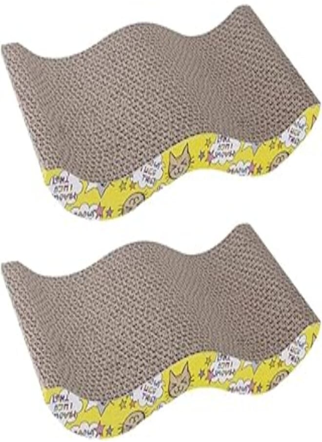 SAPU - Cat Scratcher Cardboard for Little Cats and Dogs, Corrugated Scratching Pad with Wave Curved Catnip Cat Cardboard Sofa Lounge Wave (2 Pcs) - Image 1