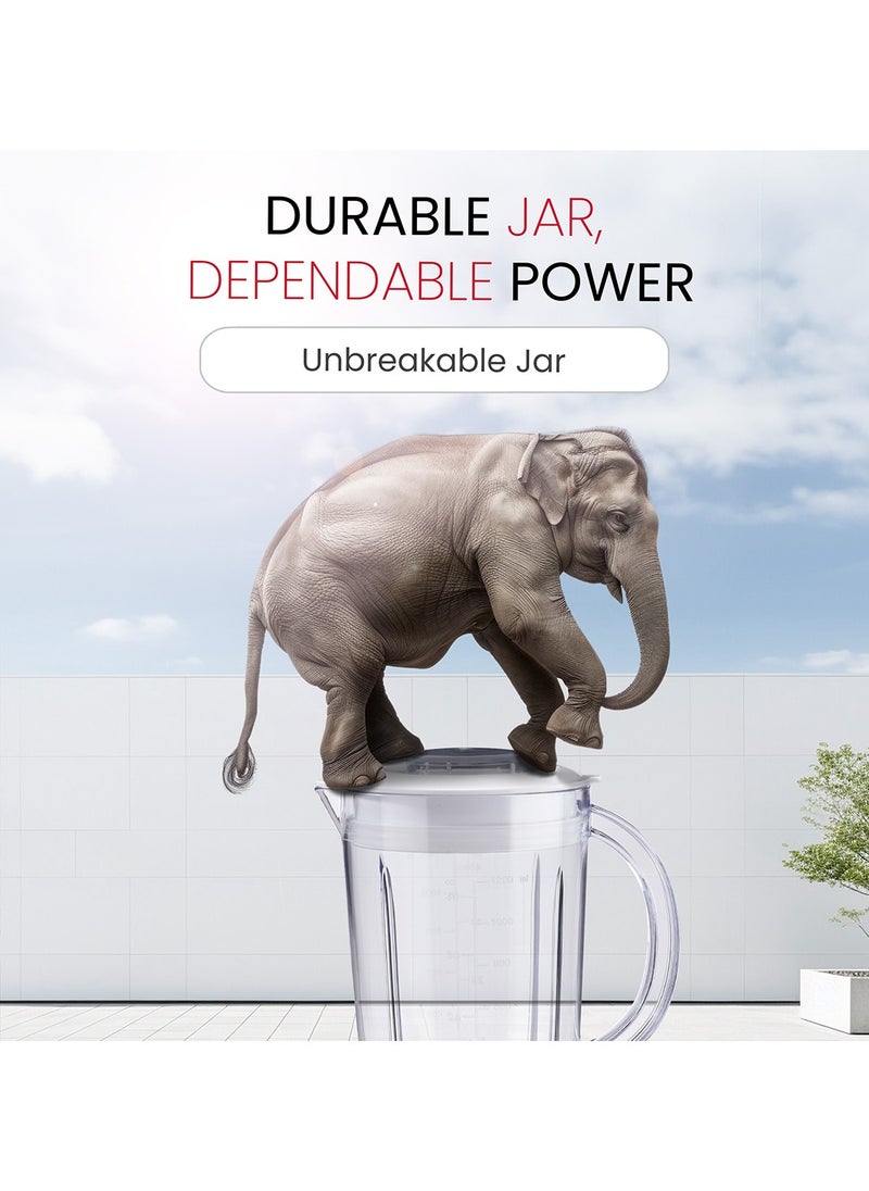Nobel - Nobel 3 in 1 Blender Table Top 1.2 Litres Jar 350W Motor Power Plastic Body with Plastic Jar NB112L White with 1 Year Warranty - Image 1