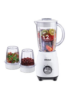 Nobel 3 in 1 Blender Table Top 1.2 Litres Jar 350W Motor Power Plastic Body with Plastic Jar NB112L White with 1 Year Warranty