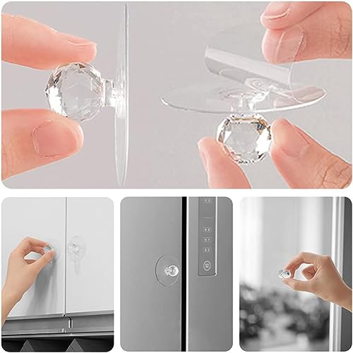 BowieMall Adhesive Clear Cabinet Drawer Knobs 5Pcs Free Self-Stick Push Pull Helper for Kitchen Bathroom Wardrobe Window Cupboard Dresser Furniture Door - Image 4