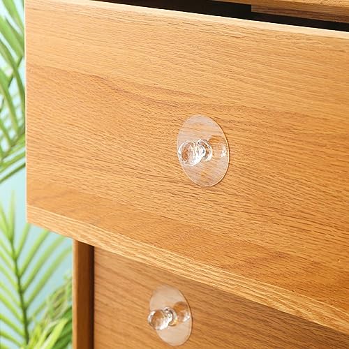 BowieMall Adhesive Clear Cabinet Drawer Knobs 5Pcs Free Self-Stick Push Pull Helper for Kitchen Bathroom Wardrobe Window Cupboard Dresser Furniture Door - Image 2