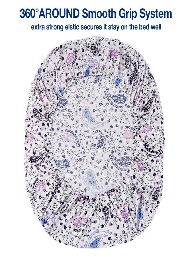 جي اس دي طقم ملاءات JSD بنقشة زهور بيزلي، مقاس كامل، 4 قطع، ملاءات ناعمة بنقشة من الألياف الدقيقة، جيب عميق إضافي - Image 4