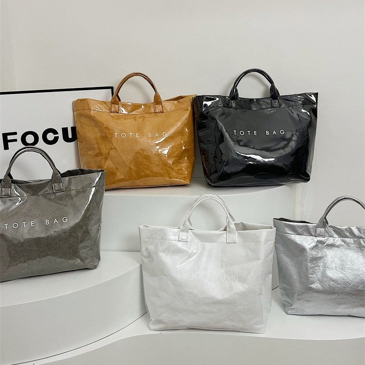 Tote Bag Vintage Dupont Letter Casual All-Match Handbag Minimalist Transparent Simple Commuting Large Capacity Bag For Women - Image 2