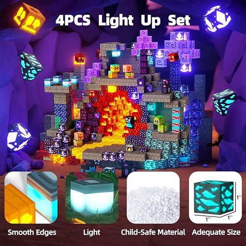 GobiDex 100PCS Magnetic Building Blocks Playset with LightUp Blocks STEM Sensory Travel Toys for Kids Pretend Play Montessori Gifts for Halloween - Image 5
