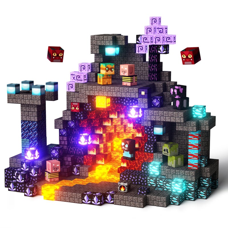 GobiDex 100PCS Magnetic Building Blocks Playset with LightUp Blocks STEM Sensory Travel Toys for Kids Pretend Play Montessori Gifts for Halloween - Image 3