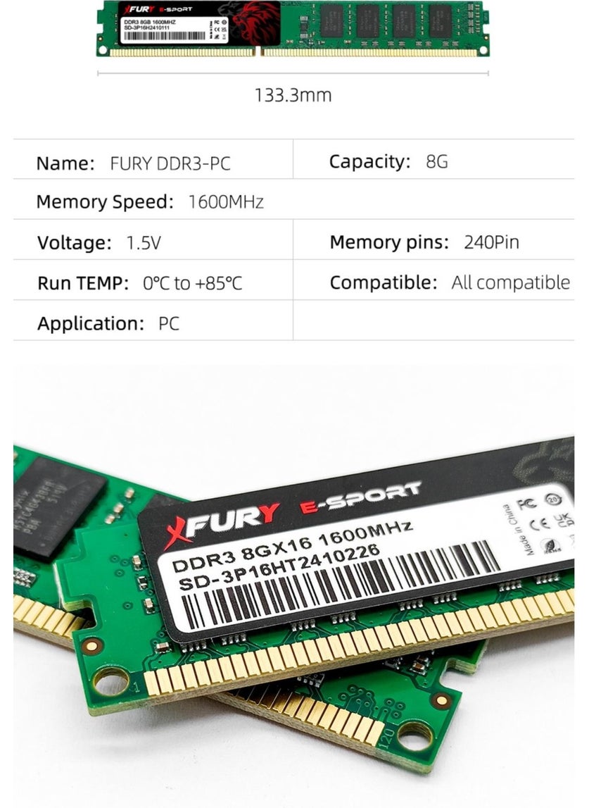 Fury E-Sport Ddr3 8gb 1600MHZ Desktop RAM Memory  - Image 3