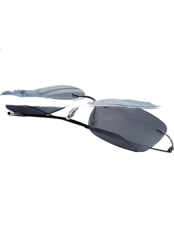 Gabelli Jiaboli Frameless Photochromic Polarized Ultra-Light Sunglasses For Men, Driving Fishing Uv Protection Night Vision Glasses - Image 2