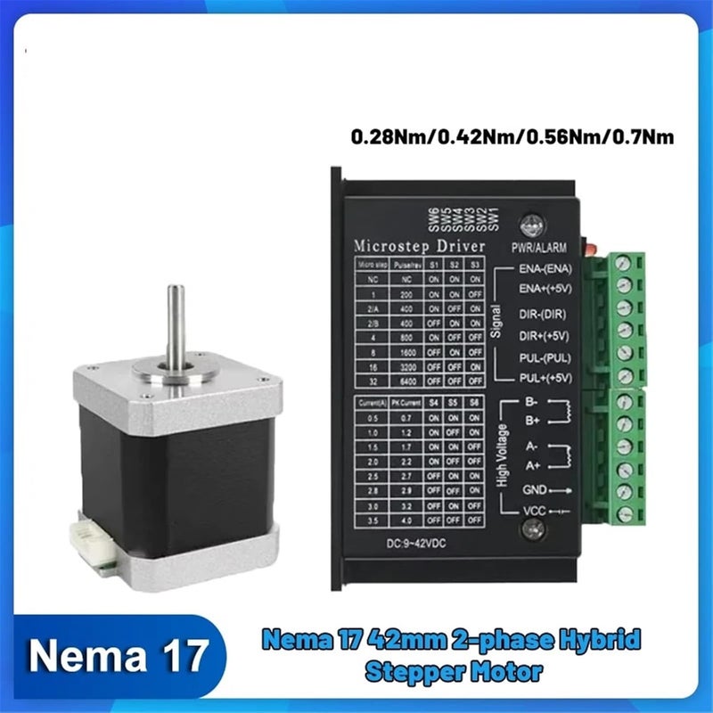 17 علبة تروس محرك خطوة حلقة مفتوحة طول 60 مم 4 أسلاك طورين عزم دوران 0.7 نيوتن متر - Image 5