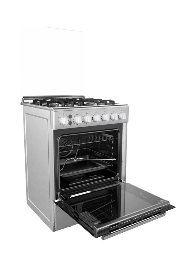 Midea Freestanding Cooker With Convection Fan Gas 4 Burners Automatic Ignition & Full Safety Cast Iron Pan Support Double Knob For Grill & Oven Control EME6060-C Silver - Image 3