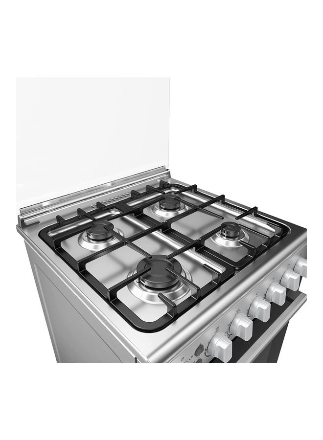 Midea Freestanding Cooker With Convection Fan Gas 4 Burners Automatic Ignition & Full Safety Cast Iron Pan Support Double Knob For Grill & Oven Control EME6060-C Silver - Image 4