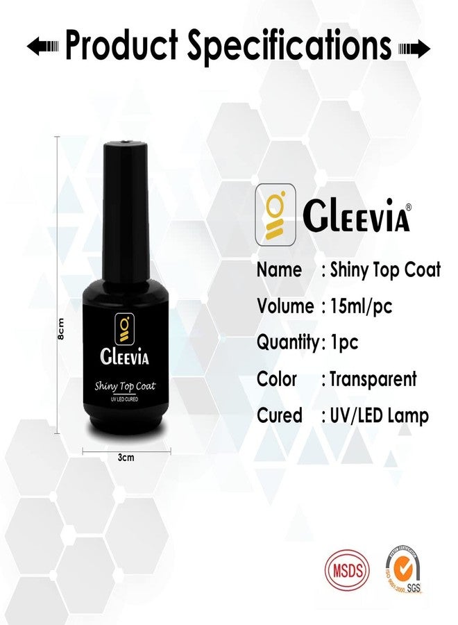 Gleevia Gel Polish Gel No Wipe Top Coat - Shine Finish and Long Lasting, Soak Off Nail Lamp Gel, 15ml - Image 5
