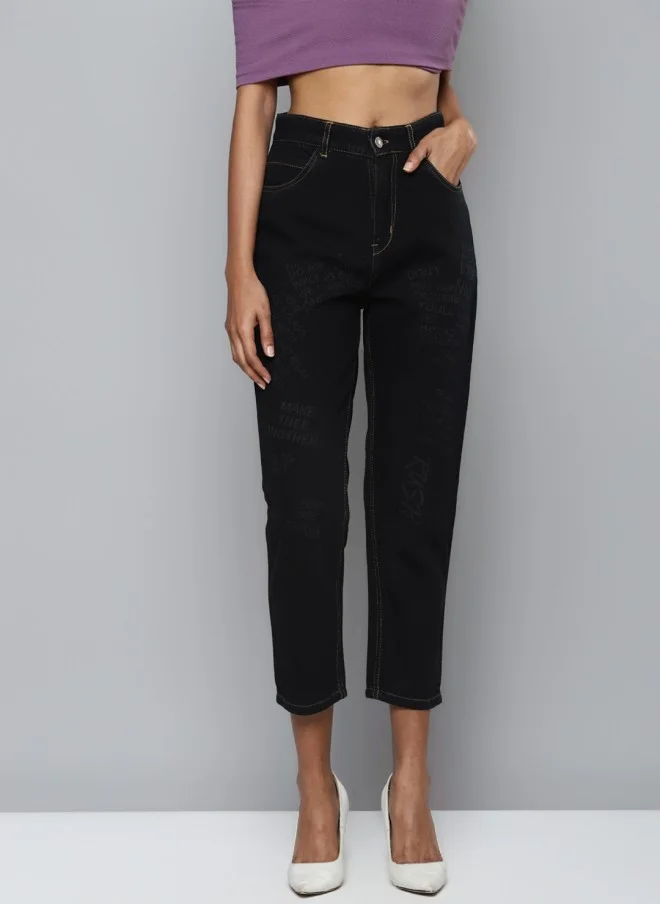 ساسافراس Women Black Mom Fit Jeans