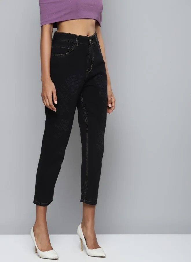 ساسافراس Women Black Mom Fit Jeans