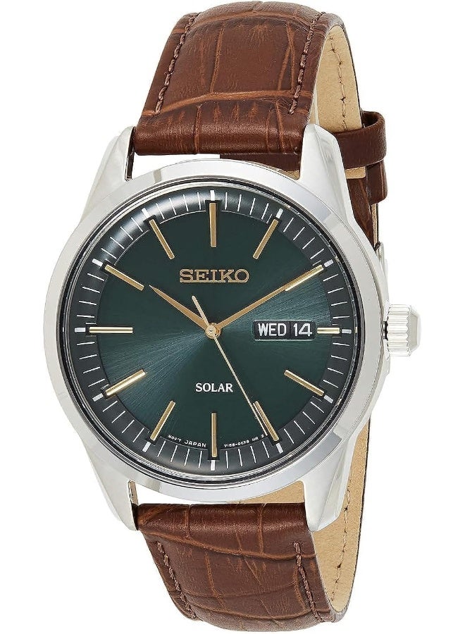 Seiko Dark Green Sunray Dial Solar Powered Men's Watch SNE529 - Image 1