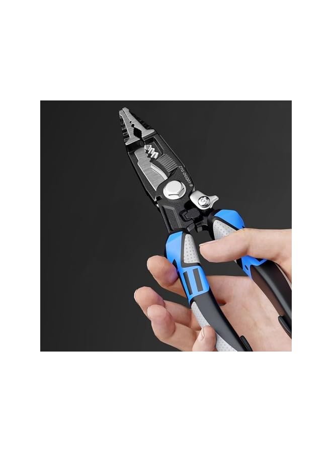promass 9-in-1 Wire Stripper Tool, 8-Inch Multifunctional Wire Stripper Pliers, Cable Cutters, Wire Crimping Tool, C-RV Wire Stripping, Cutting, Crimping, and Shearing, Ideal for Electric Cable Work - Image 2