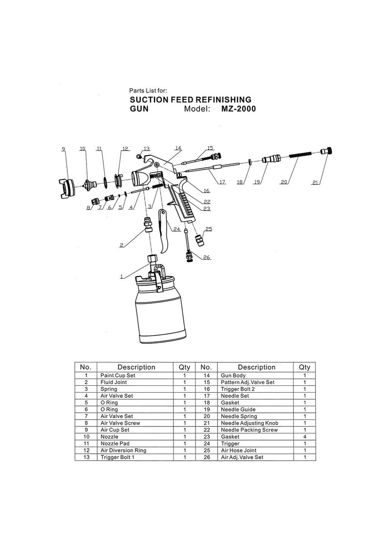 RACO RACO Voylet Spray Gun 1.8MM Nozzle MZ-2000S  - Image 4