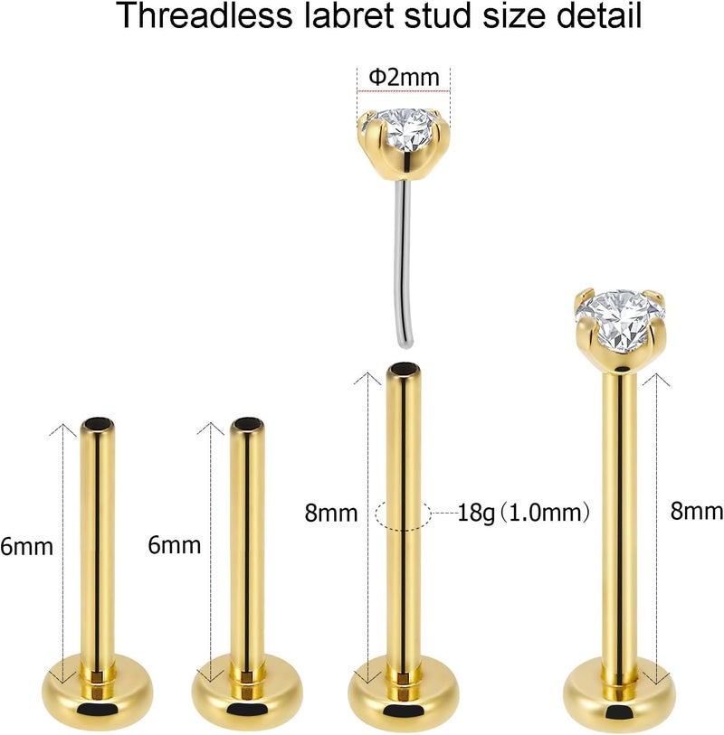 NewkeepsR 20g/18g/16g G23 Titanium Press Fit Threadless Push Pop in Labret Lip Monroe Tragus Earring Stud Piercing - Image 3