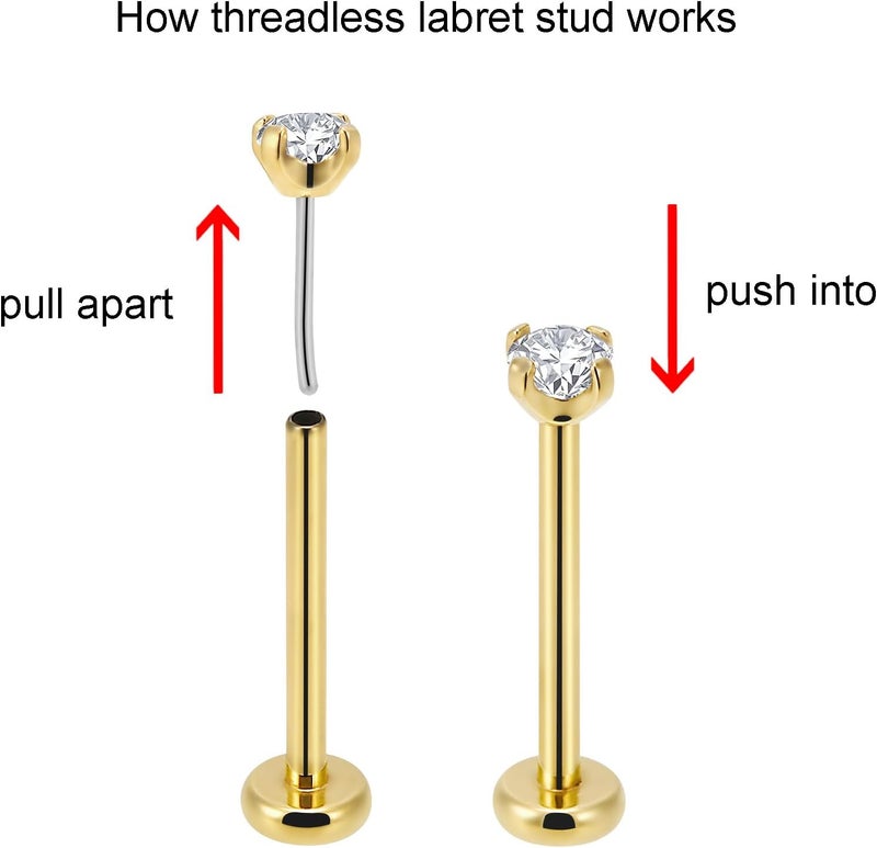 NewkeepsR 20g/18g/16g G23 Titanium Press Fit Threadless Push Pop in Labret Lip Monroe Tragus Earring Stud Piercing - Image 2