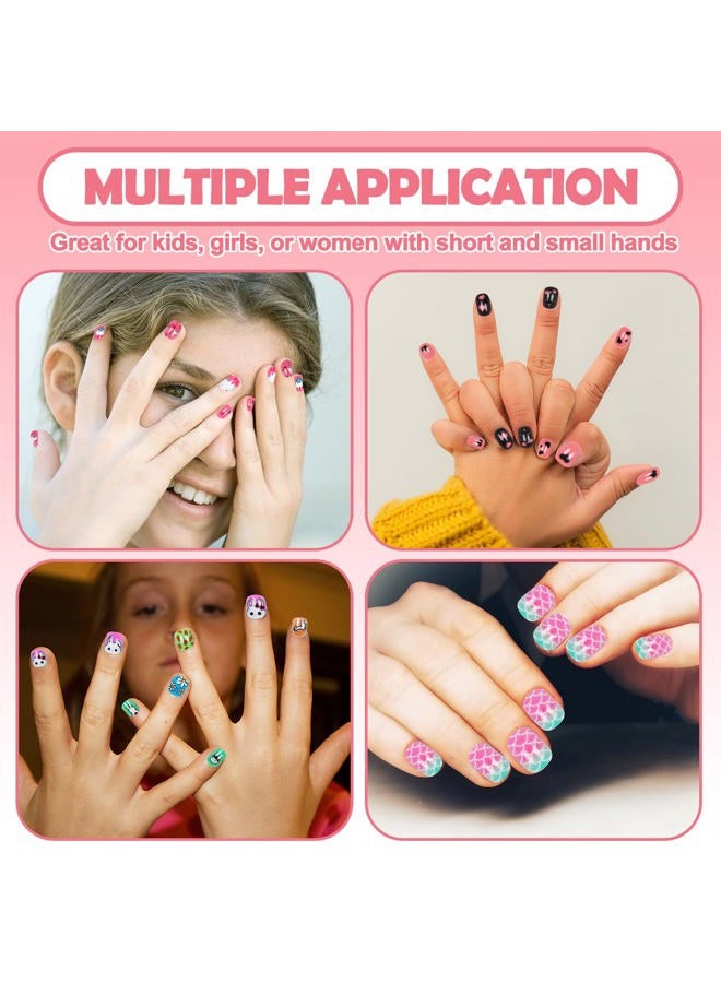 Labeol 144 Pieces Fake Nails for Kids Girls Artificial Kids Press on Nails Full Cover Short Acrylic Stick On Nails False Nail Tips Kit for Children Little Girls Nail Art Decoration (Cute Pattern) - Image 5