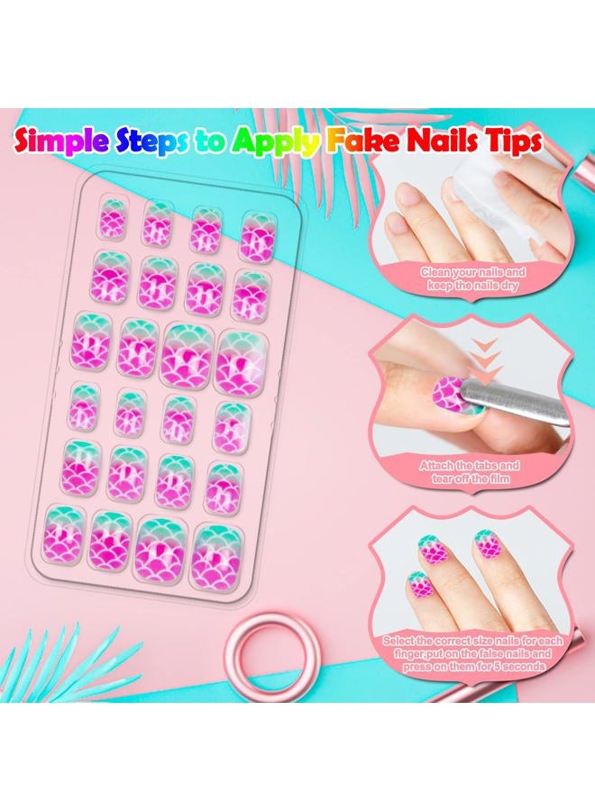 Labeol 144 Pieces Fake Nails for Kids Girls Artificial Kids Press on Nails Full Cover Short Acrylic Stick On Nails False Nail Tips Kit for Children Little Girls Nail Art Decoration (Cute Pattern) - Image 3
