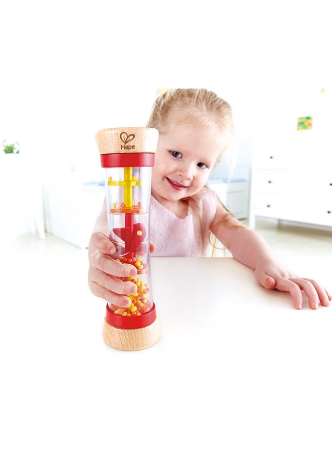 هيب Hape Beaded Raindrops Toy For Kids| Mini Wooden Musical Shake & Rattle Rainmaker Toy| Wooden Rattle Toy| Musical Toy| Red Color| Ages 6 Year+