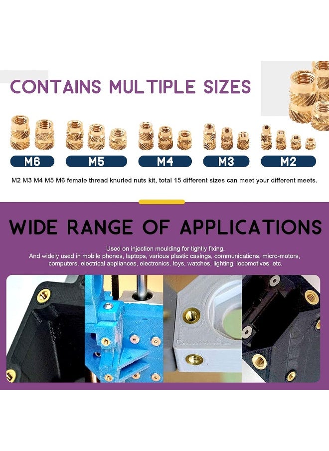 300 Pieces 5 Values M2 M3 M4 M5 M6 Female Thread Knurled Nuts Brass Threaded Insert Embedment Nuts Hydraulic Welded Joint Injection Molding Assortment Kit Perfect For 3D Printing Injection Molding - pzsku/Z132F2607C4FCC65A63B1Z/45/_/1722069010/82b70031-da38-4805-8c3b-28811bc9c4a3